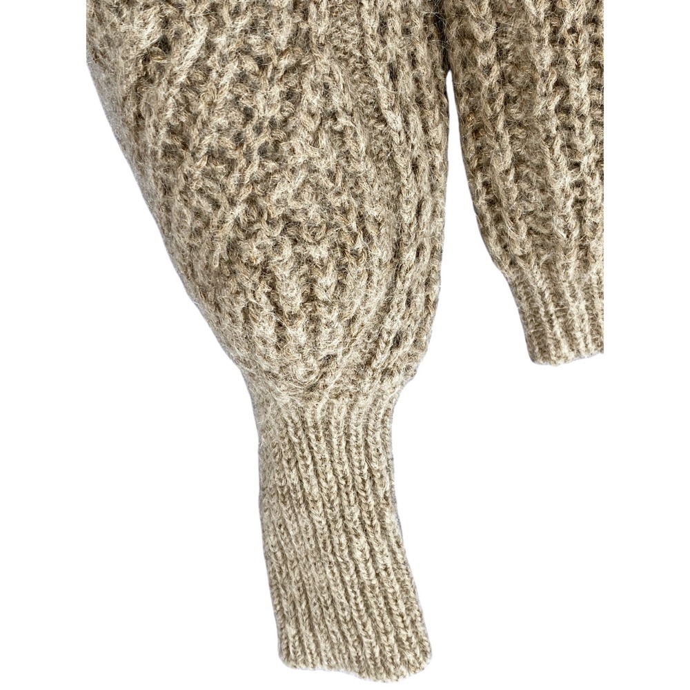 Sezane Gisele Sweater Small Camel Brown Kid Mohair Merino Wool Knit Chevron Rib - Picture 8 of 9